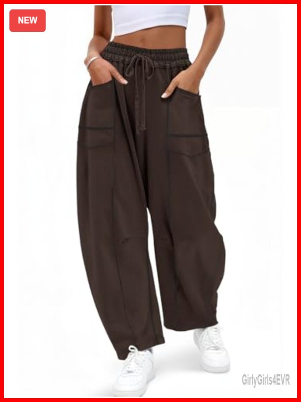 Womens Baggy Wide Leg Sweatpants Drawstring Elastic Waist Workout Pants